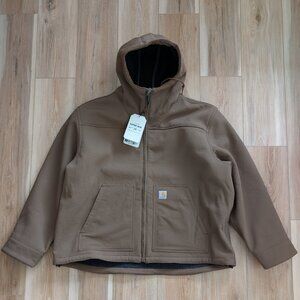 NWT Carhartt Super Dux Sherpa Lined Hooded Jacket Mens 2XL Brown Rain Defender